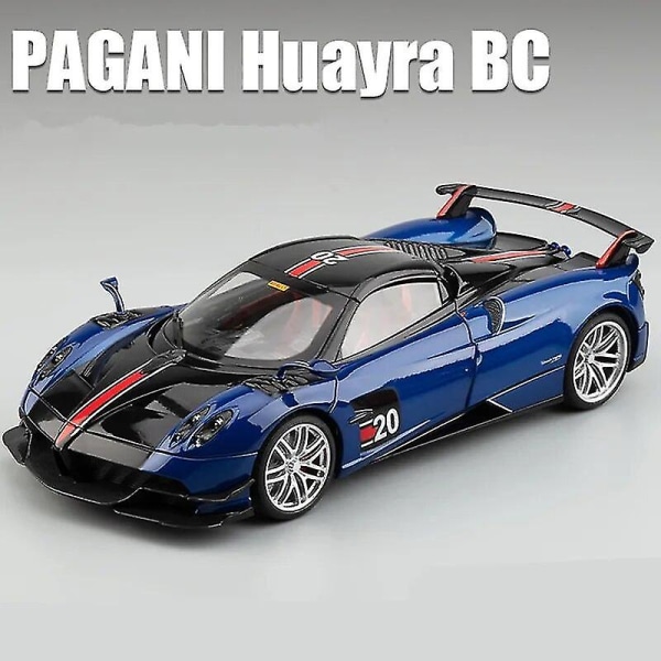 Ny 1/18 Pagani Huayra Bc Alloy Sportbil Modell Diecast Metal Racing Bil Fordonsmodell Ljud och Ljus Simulering Barn Leksak Gåva Ingen låda Blue