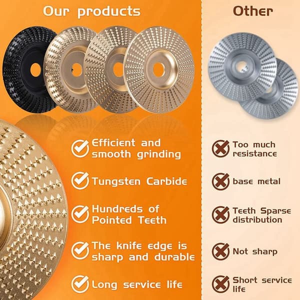 {YM}Wood Discs for Angle Grinder 4-piece Set, Wood Discs for Angle Grinder Accessories, Wood Carving Tools