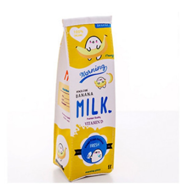 1 st Söt Kawaii Kosmetisk Morgonmjölksflaska PU Läder Case Box Skolkontorsmaterial Papper Gåva Pris Panda Yellow