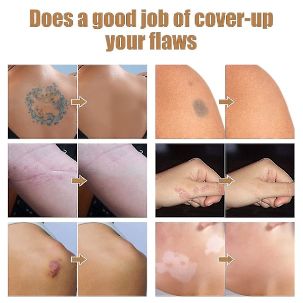Tatuering Täcka Över, 2 Färger Smink Vattentät Hud Concealer Set, Professionellt Hud Concealer Set För Och Ärr, Mörka Fläckar, Vitiligo