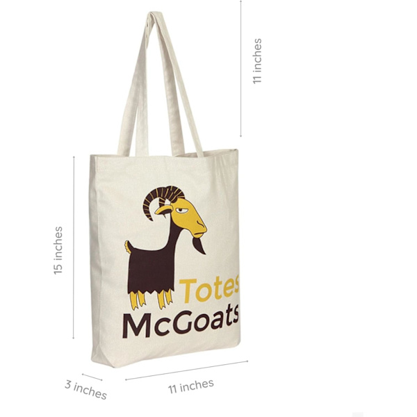 EcoRight 100% Økologisk Canvas Tote Bag med Lynlås, Miljøvenlige Små Tote Bags til Kvinder til Rejser, Strand & Shopping Tote Mcgoats
