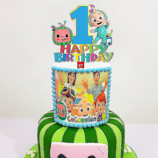 Coco Melon Grattis på födelsedagen Tårtdekoration Söt Tecknad Muffin Topper För Barn Flickor Födelsedagsfest Tårtdekorationer Baby Shower