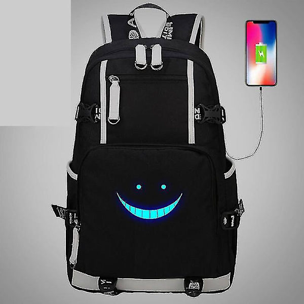 Anime Assassination Classroom Luminous USB Ryggsäck Skolväskor USB Port Väskor Laptop Skola Resa Flickor Pojkar Ryggsäck Mochila Gåva Style 2