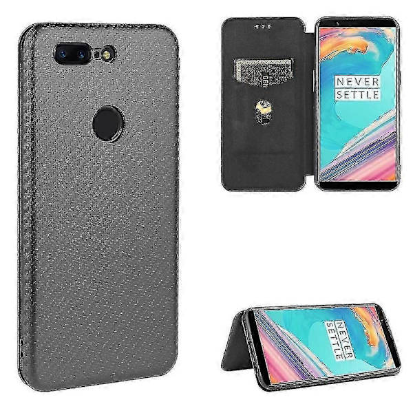 Kolfiberläderfodral för Oneplus 5t Black