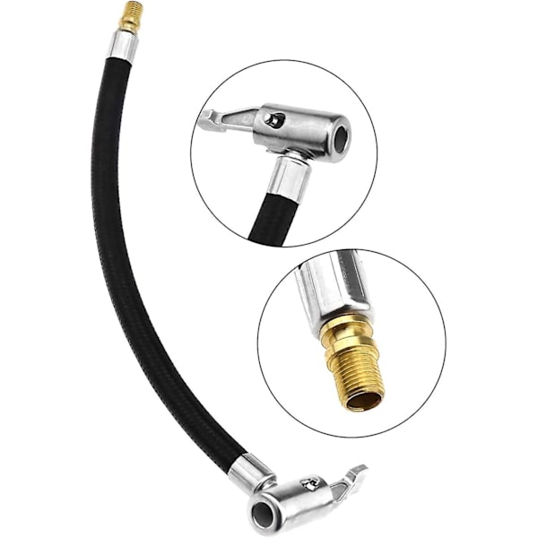 2 st Inflator Pumpslangadapter med låsande luftdäckchuck, flätad flexibel däck bärbar ventilklämma för motorcykel bil cykelrörluft