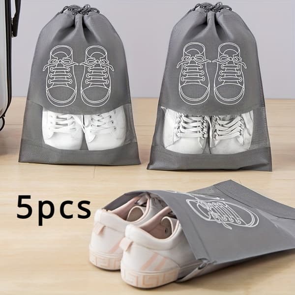 5-pack transparenta reseorganisationsväskor – enkel identifiering & platsbesparande 【Grå】