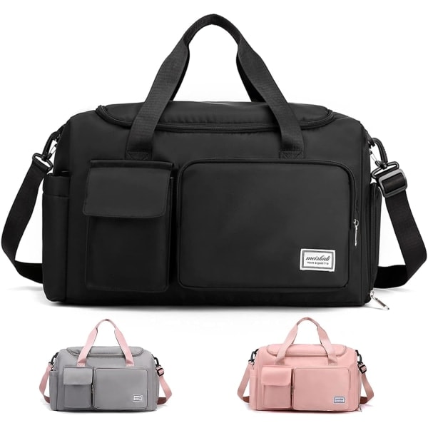 IC Stor Kapacitet Sports Rejse Duffel Bag Gymnastiktaske til Kvinder, Weekendtaske Håndbagage til Fly, med Våd Taske, til Svømning, Gymnastik, Sport, Rejser