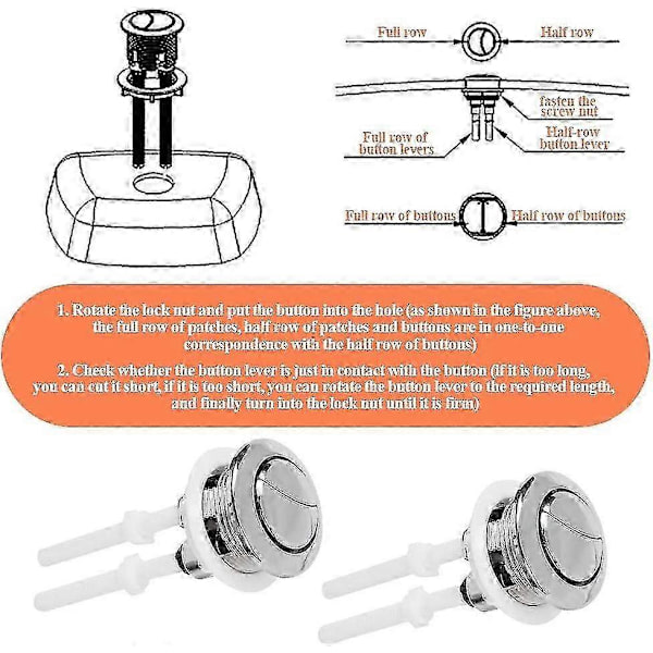 2-pack Dubbelspolningsknappar 38mm Universell för Väggmonterad Cistern