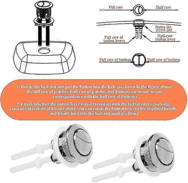 2-pak Dobbelt Skyl Knapper 38mm Universal til Vægmonteret Cisterne