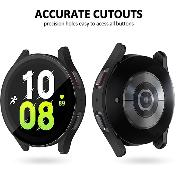 Härdat Glas + PC-skydd för Samsung Galaxy Watch4 5 6 44mm 40mm Fulltäckande Skal Galaxy Watch4 5 Tillbehör Transparent Klar Clear Galaxy Watch6 44mm
