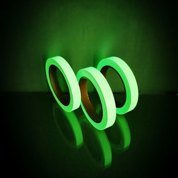 Grøn kvalitets fluorescerende tape højere 9 mx 2 cm, lys tape, fosfortape, selvlysende markeringstape, selvklæbende advarselstape,
