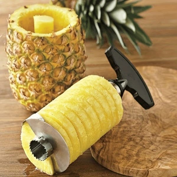 Fruktskærer i rustfritt stål med justerbart blad - Ergonomisk håndtak for ananas, vannmelon Black
