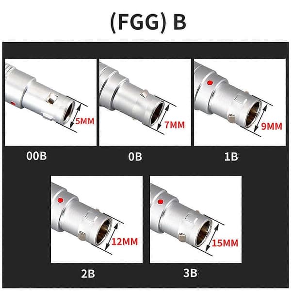FGG 0B 2-9 nastaa 9mm LEMO 2-nastaiselle ilmailuliittimelle ja -pistorasialle, Push-Pull itselukittuva virtajohto Plug and Socket 7P