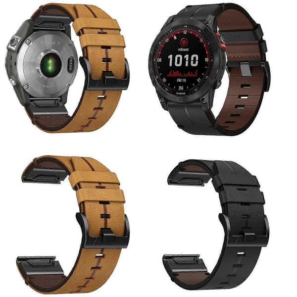 Læder Urrem Til Garmin Fenix 8 Amoled 47mm Brown