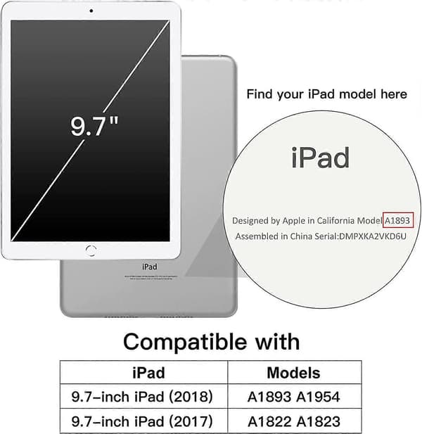 Fodral för iPad (9,7-tum, 2018/2017 modell, 6:e/5:e generationen), Smart Cover Auto Wake/Sleep Pink