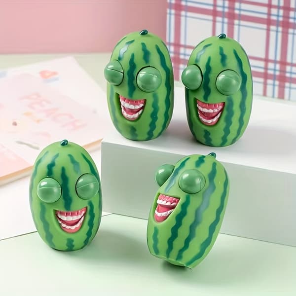 2D Fladt Design, Sjovt Squishy Vandmelon Legetøj Der Bringer Latter - Lavet af Holdbart Gummi Exploding eye watermelon