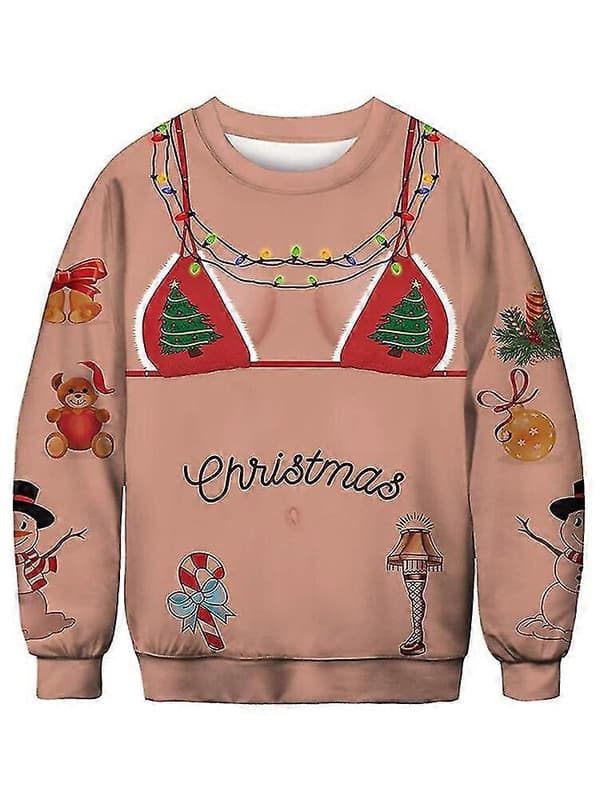 Jul Dam Herr Ful Jultröja Sweatshirt Pullover Tröja Toppar Tunika Multicolor 3XL