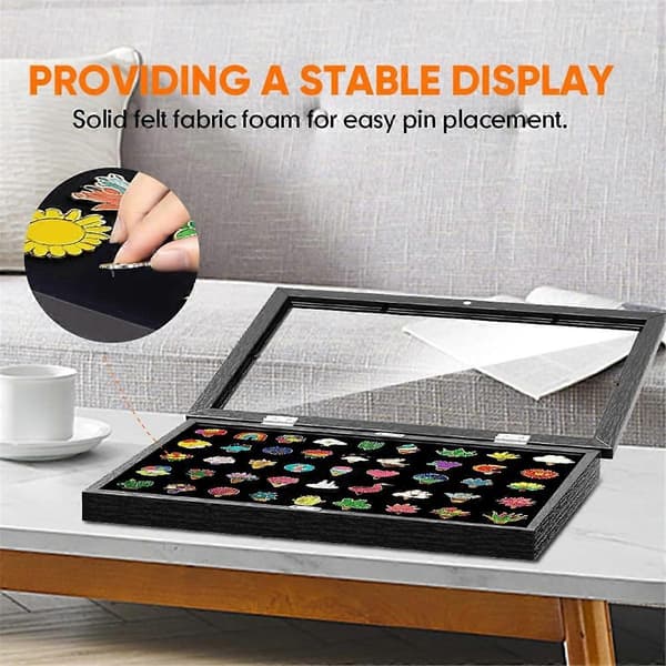 Emalje Pin Display Case, 32,8 x 24 cm Pin Samling Display til Væg og Bordplade, Sort Pin Display Board Black