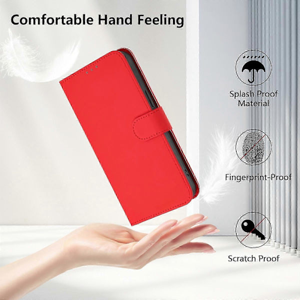 PU-deksel i solid farge for Redmi Note 14 Pro 5G / 14 Pro+ 5G Red