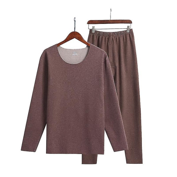 2-pack Termounderställ Vinter Varm Långkalsonger Andningsbara Toppar Byxor För Kvinnor Män Men Khaki XXL