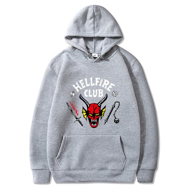 Stranger Things 4 Hellfire Club Hettegenser Sweatshirt Topp M lys grå light grey M