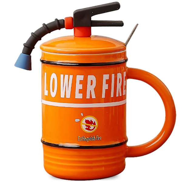 480 ml Brandslukker Krus Kreativt Kaffekrus, Sjovt Kontorkrus, Sjov Gavekrus til Mænd Kvinder Kolleger Venner Fødselsdag (LGL) Orange