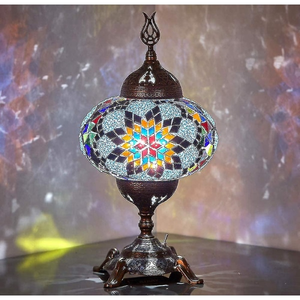 Turkisk marockansk handgjord mosaikbord Skrivbord vid sängen Mood Accent Nattlampa Lampskärm med LED-lampa Gypsy