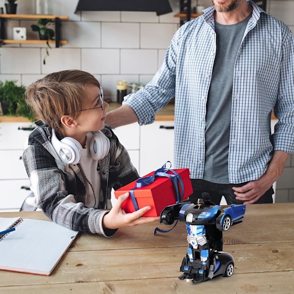 Fjärrstyrd Bil, 1:18 Transformerande Leksaker Fjärrstyrd Transformerande Bil, 2-i-1 Transformerande Robotleksak med 2.4GHz Fjärrkontroll Blå - Bugatti Veyron