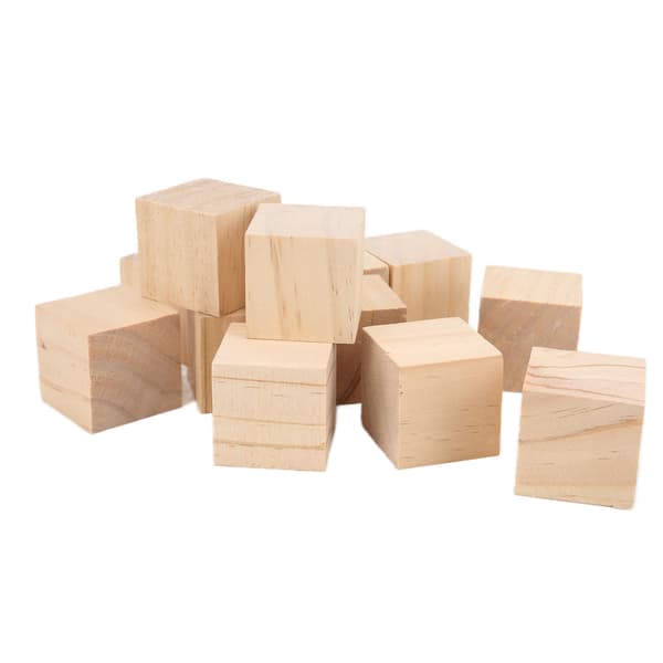 {YM}12-pack Unfinished Wood Blocks, Smooth Durable Solid Small Wood Cubes for Crafts DIY Home Decor