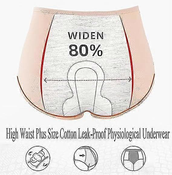 Hög midja Plus Size Bomull Läcksäkra Underkläder 6st Hög Midja Läcksäkra Underkläder Plus Size Trosor Underkläder 3XL 65-75kg