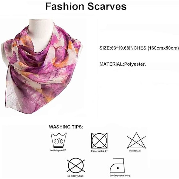 Sjal för kvinnor, lättviktig scarf, elegant blommönster, transparent sjal, sjal, omslag, lila