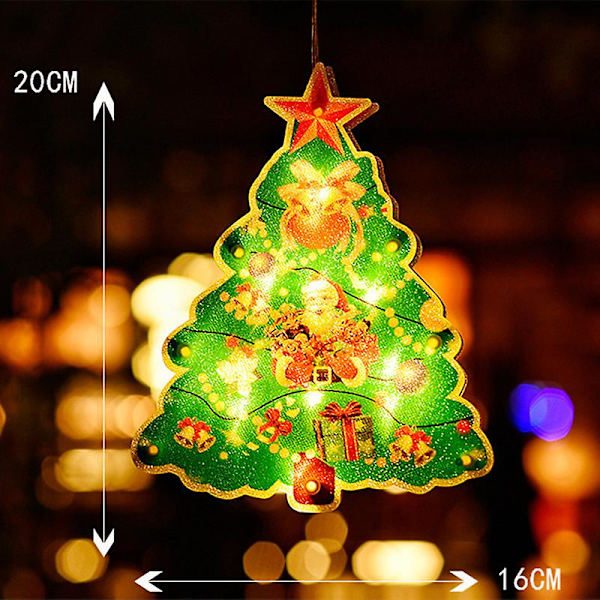 Juledekoration LED Lys Vinduesdekoration Jul med Sugekop Krog til Hjemmeudstilling christmas tree