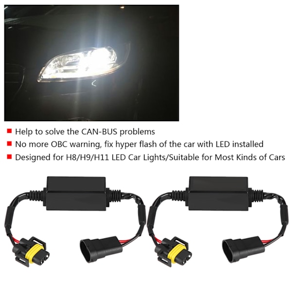 Decoder för H8/H9/H11 C12 LED Strålkastare Dimljus Anti-Flicker Flash Fel Interrupter