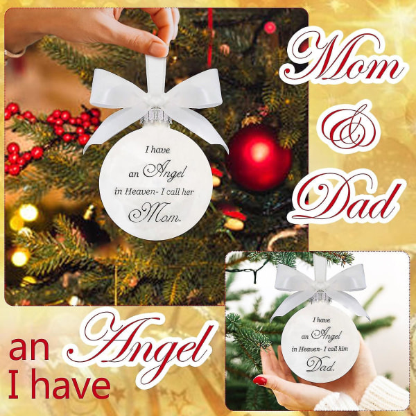 Christmas Feather Ball Pendant Angel In Heaven Memorial Xmas Tree Hängande Prydnad Far Mamma Syster Heminredning Dad