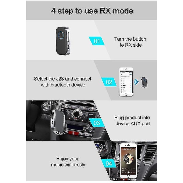 Bluetooth 5.0-mottagare för bilbrusreducerande Bluetooth Aux-adapter