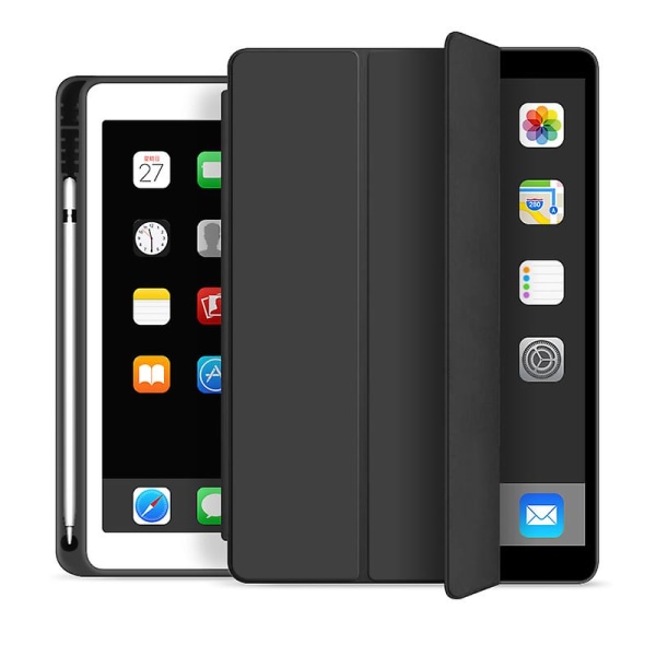 För Ipad Case Pro 11 2021 2020 2019 10,2 Air 4 10,9 10,5 2018 9,7 Mini 6 5 9:e 8:e 7:e generationens Smart Cover med pennhållare Black iPad (5th-6th) 9.7