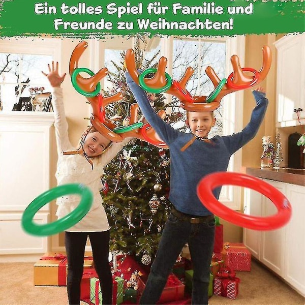 Christmas Renhorn Ring - Fest Familjespel Uppblåsbara leksaker 4*Antlers and16*Rings