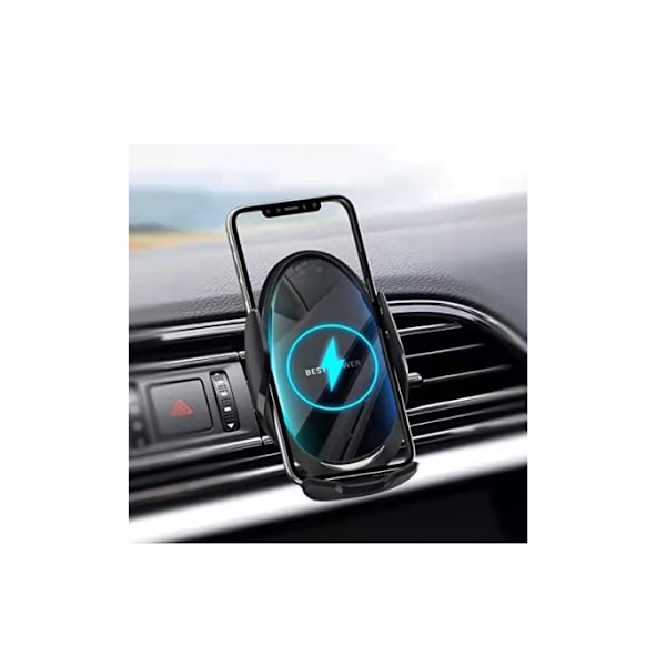 Trådlös Billaddare, Smart Sensor 15W Snabbladdning Auto-Clamp Luftventil (Svart)