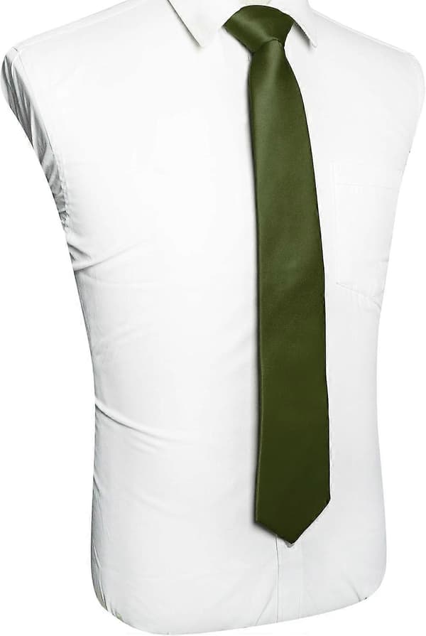 Enfärgad Slips Herr Slips Kompatibel med Affärs- och Bröllopsfest Olive Green