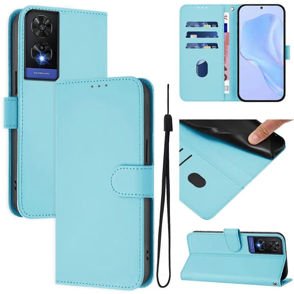 PU-deksel i solid farge for TCL 505 Sky Blue