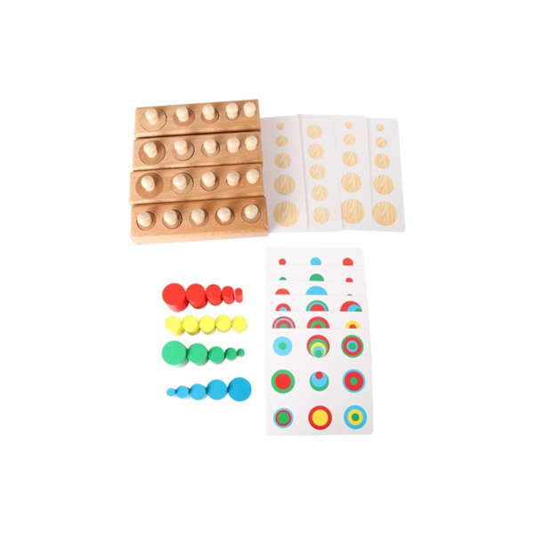 Montessori Pædagogisk Legetøj Træpuslespil Læringsstil til Børn 3ForStacking3 Colourful