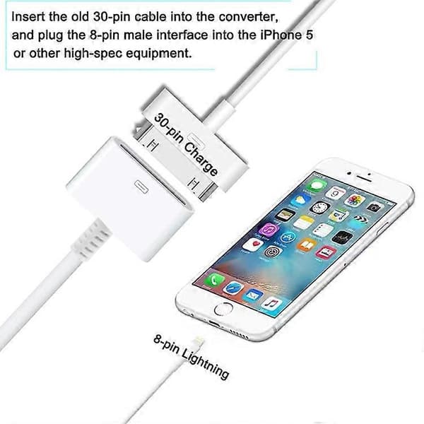 14 cm 30-pin til 8-pin adapterkabel White