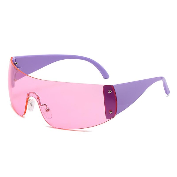 Lyxmärke Punksolglasögon 2000-talets nya kvinnor One Piece Designersolglasögon Uv400 Unisex -solglasögon Glasögon Mode Y2k-glasögon purple pink