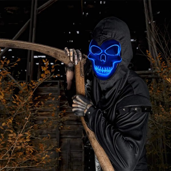 Halloween Skräck Skull Mask LED Kallljus Mask LED Halloween Mask Cosplay Mask Halloween Party Dekoration Lysande Skull Masker