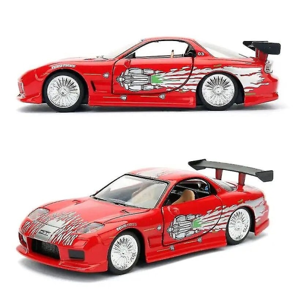 Alla 1:32 1995 Mitsubishi Eclipse Toyota Supra Honda Mitsubishi Mazda Rx-7 Diecast bil Metalllegering modell billeksak Presentsamling Mazda With box