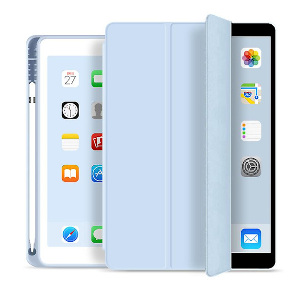 Etui til Ipad Pro 11 2021 2020 2019 10.2 Air 4 10.9 10.5 2018 9.7 Mini 6 5 9. 8. 7. generation Smart Cover med blyantholder Light Blue iPad Air 3 10.5 2019