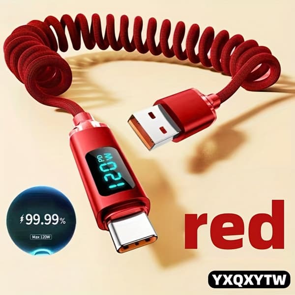 USB A till Type-C Supersnabb Laddningskabel | 1/2 Meter, Nylonflätad Red 2M=6.6FT