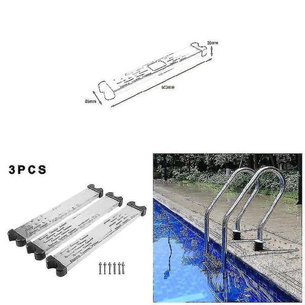 Mindre stål poolstegepedal Halkfri ersättning Hållbar pooltillbehör Enkel Inat 2PCS