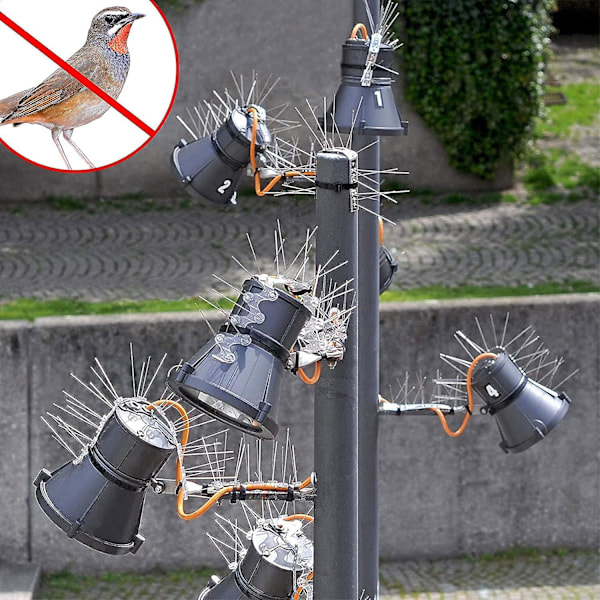 Sett med 4 dueavskrekkere i rustfritt stål for balkong, tak og vindu - Beskyttelse mot fugler - for frukthage.
