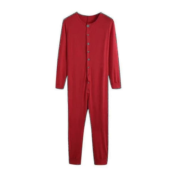 Herre Hel Lang Johns Nattpysjamas Red M